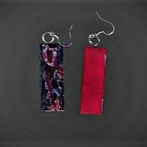 INK STAINED ALUMINUM ON WOOD EARRINGS